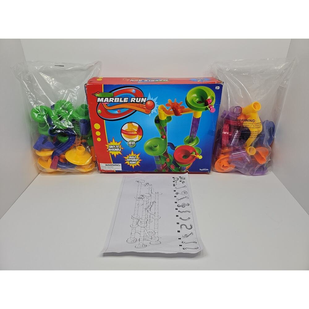 Toysmith STEM Learning 80Piece Marble Run Building Toy Set, For Boys & Girls 3+